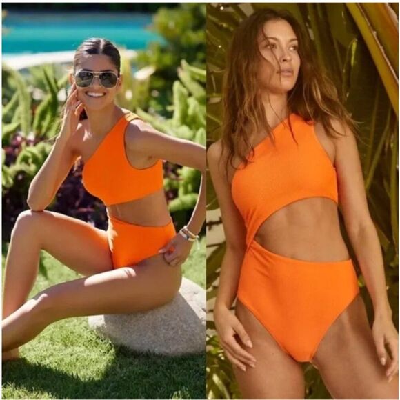 Beach‎ Riot X Free People Celine Ribbed One Piece Swimsuit Size M NEW Cheeky - Picture 1 of 9